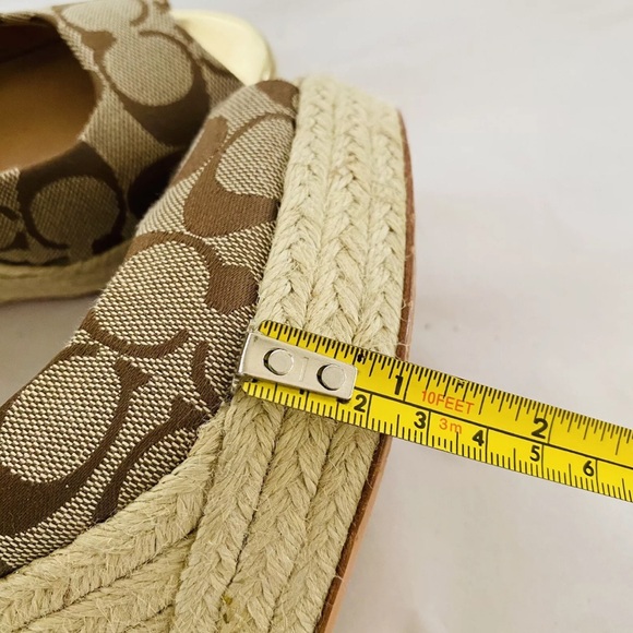 Coach Signature Logo Khaki Wedge Espadrille Size 9 - Picture 8 of 9